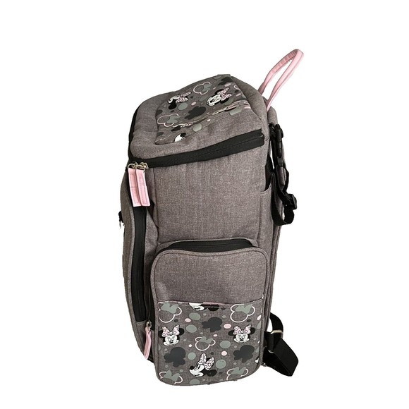 Disney Baby Minnie Mouse Gray & Pink Insulated Pocket Backpack Diaper Bag - Picture 2 of 15